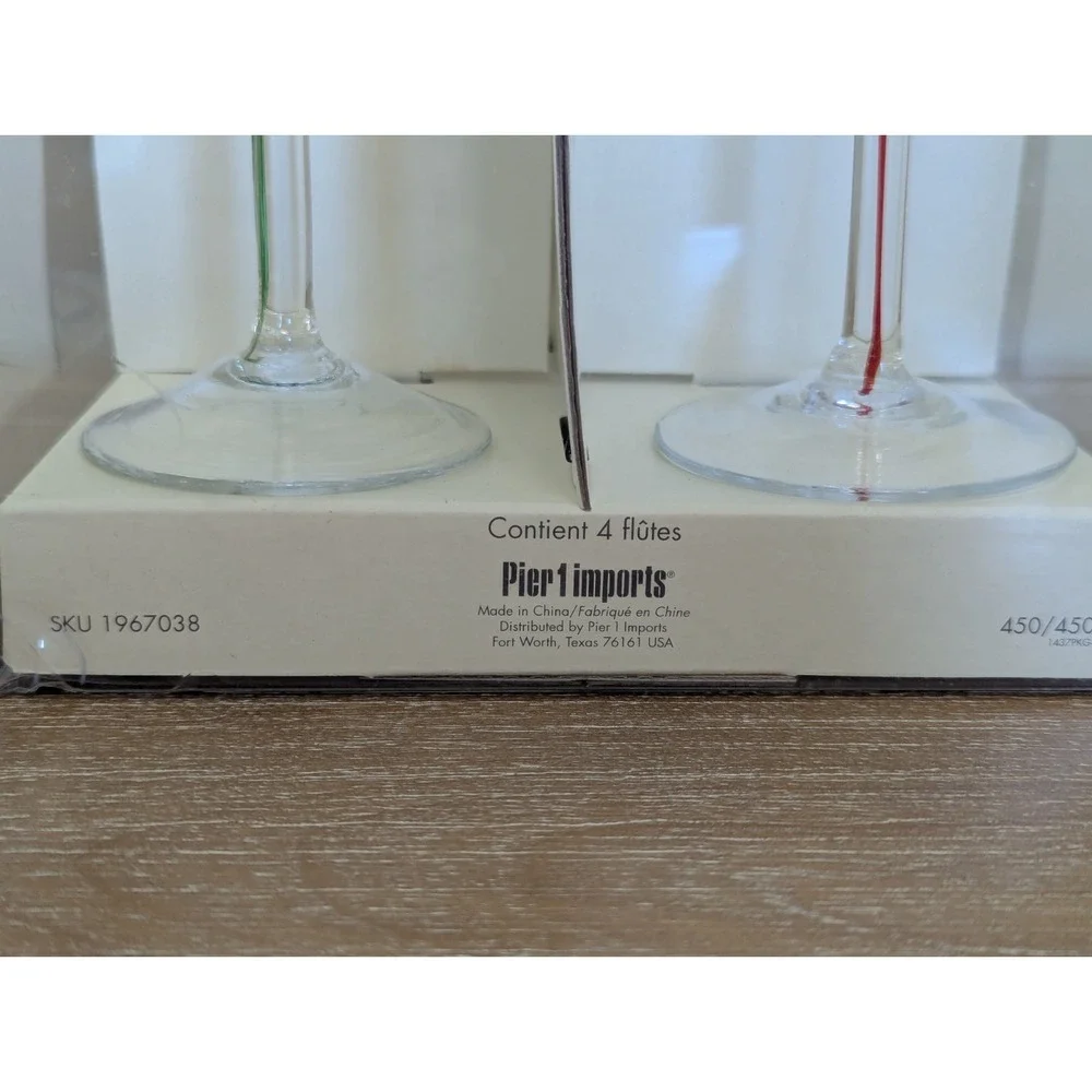 Pier 1 One Imports Colored Glass Teardrop Champagne Flute 9